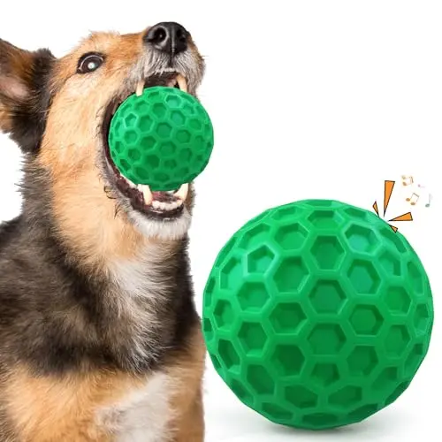 Single green ZRIFAQESW heavy-duty dog ball with embossed surface