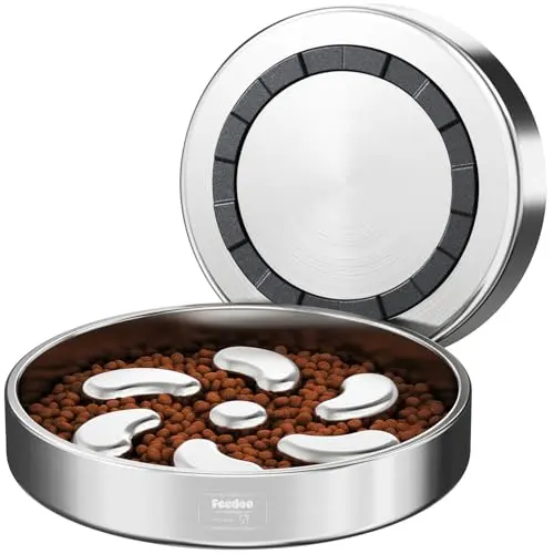 Feedoo stainless steel slow feeder dog bowl with double wall design for large dogs