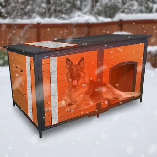 Luyitton 59.1-inch extra large insulated dog house with metal chew-proof frame