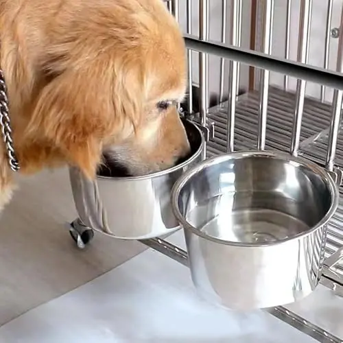 Wrifazaly large stainless steel bowls with mounting bracket for dog crate