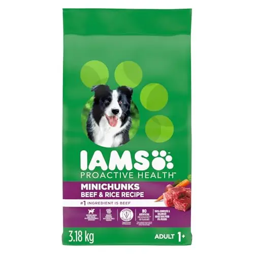 IAMS Proactive Health Minichunks Dry Dog Food Beef & Rice kibble bag