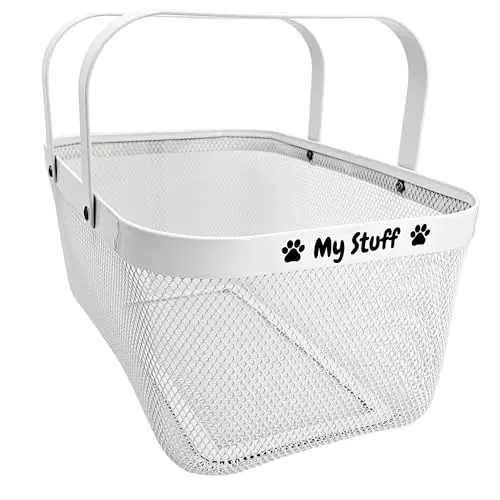 OtterPets white metal dog toy basket with handles