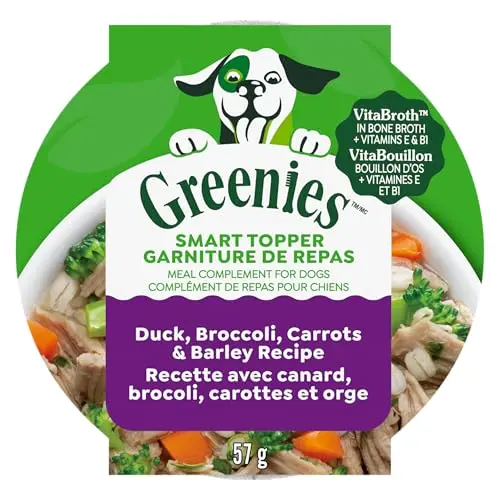 Greenies Smart Topper duck recipe wet dog food topper in single-serve bowls