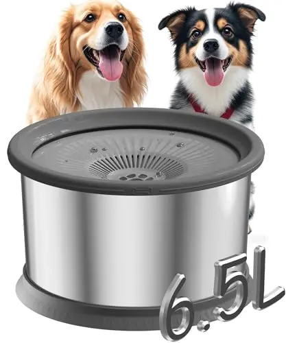 Xetino 6.5L stainless steel no spill dog water bowl with floating plate