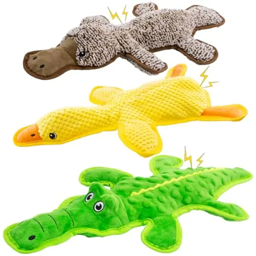 MAOOOOB no stuffing dog squeak toys crocodile, duck and platypus