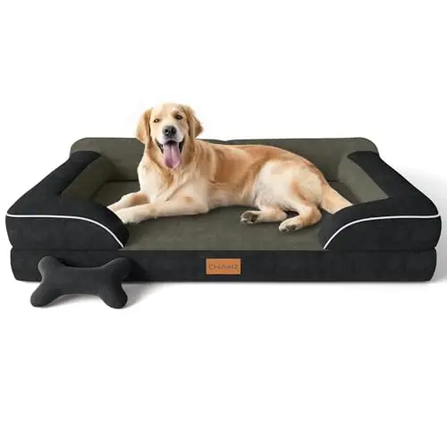 CWAWZ Extra Large Dog Bed in black with Dutch velvet and cooling gel foam