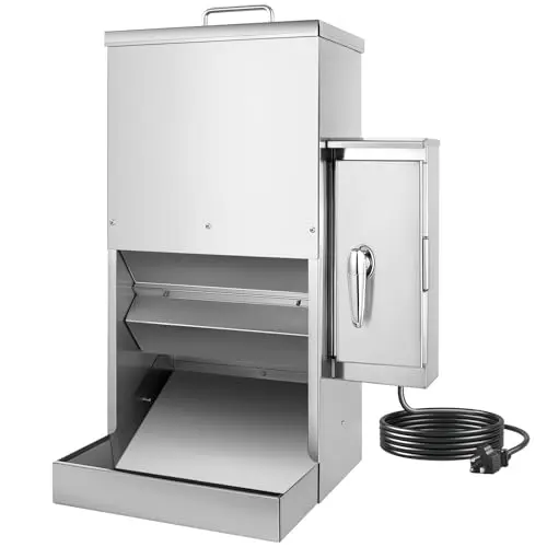 ChiPak 16L automatic dog feeder with stainless steel body and digital timer on a patio