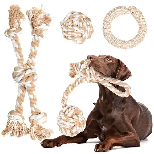 Fida 4-pack heavy duty cotton rope dog toys for tug and fetch