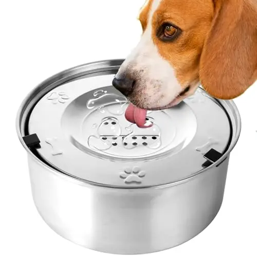 Spill Proof Dog Water Bowl - Yemqloft 1L Stainless