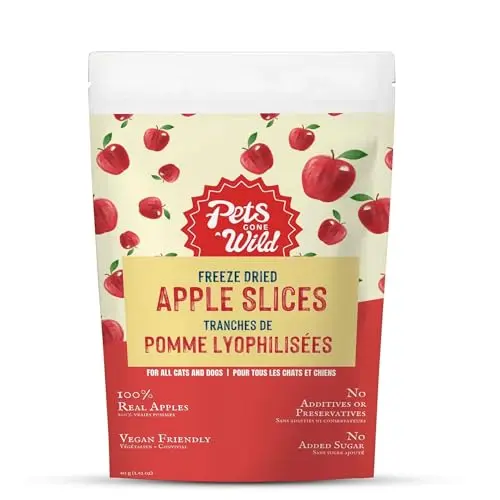 Pets Gone Wild Freeze Dried Apple Dog Treats pouch and treats