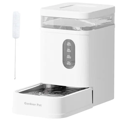 Gardner Pet GP01B white gravity water dispenser with stainless steel bowl