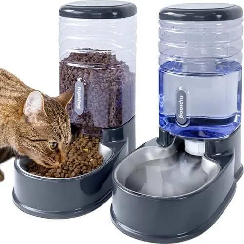 Hipidog stainless steel gravity dog feeder and water dispenser set