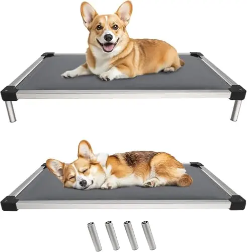 FXW TitanNest Chew-Proof Elevated Dog Bed in grey