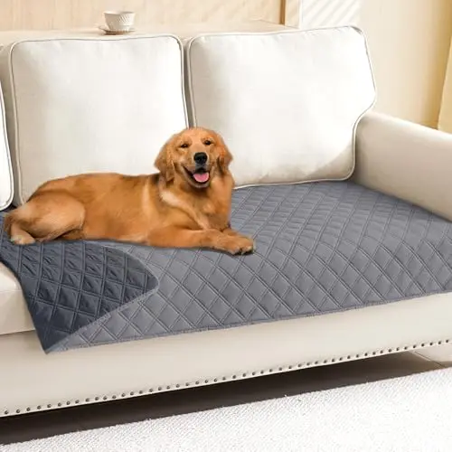 smiry Waterproof Dog Bed Blanket grey and dark grey reversible