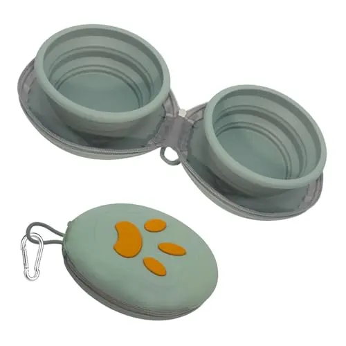 Gdsun collapsible silicone dog bowl clipped to a backpack