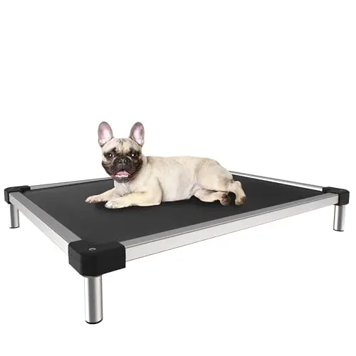 FXW TitanNest Chew-Proof Elevated Dog Bed in black mesh and aluminum frame, small size