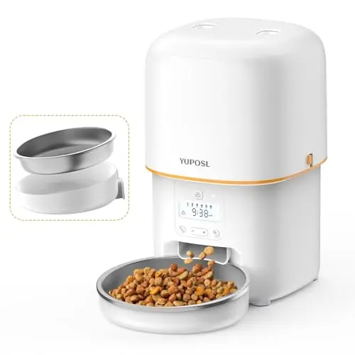 Yuposl automatic feeder with stainless steel bowl