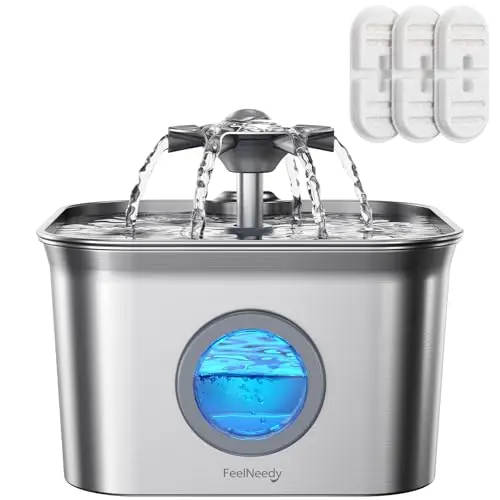 FEELNEEDY 2.8L Stainless Steel Cat Water Fountain