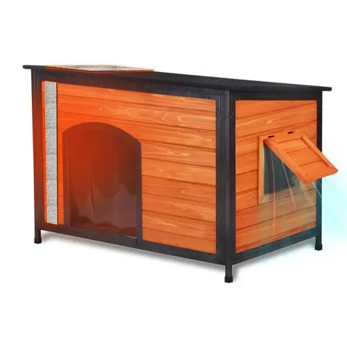 FunXplore 43.3-inch insulated dog house with metal chew-proof frame