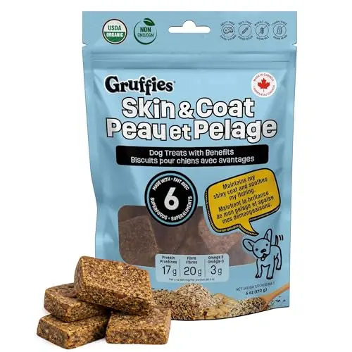 Gruffies organic peanut butter dog biscuits for skin and coat bag