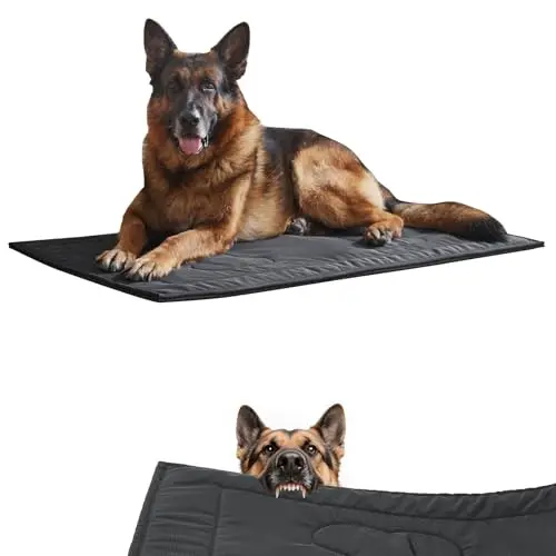 Couzssyhi Chew Proof Dog Crate Pad in black with stitched bone pattern