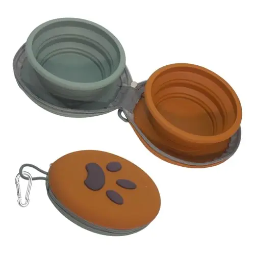 Gdsun collapsible dog bowl in green and brown