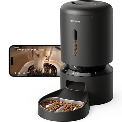 PETLIBRO automatic dog food dispenser with slow feed bowl and camera