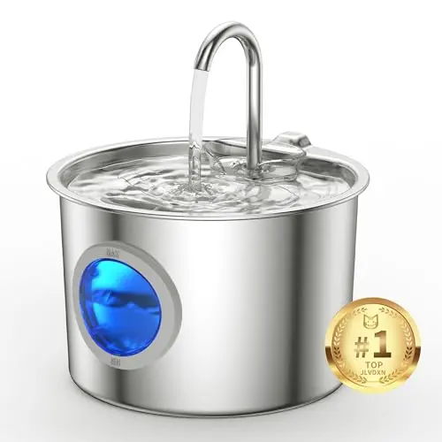 JLVDXN Fe-inox-2.2l cat water fountain with blue LED light