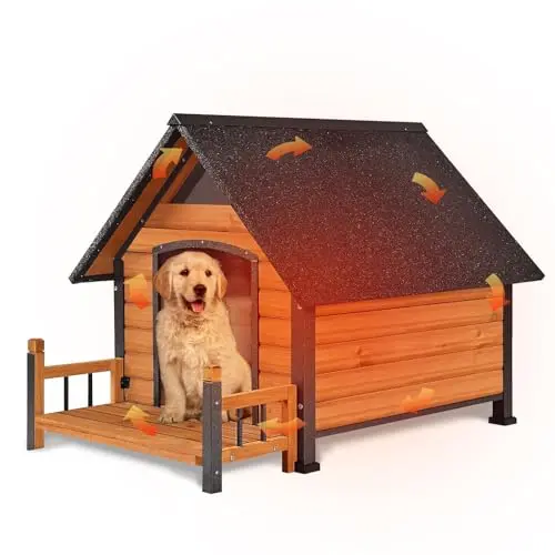 GUTINNEEN 45-inch insulated dog house with chew-proof metal frame