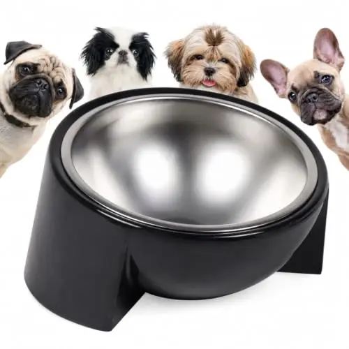 Tafelf Tilted Dog Bowl black, 15-degree slanted stainless steel and melamine feeder