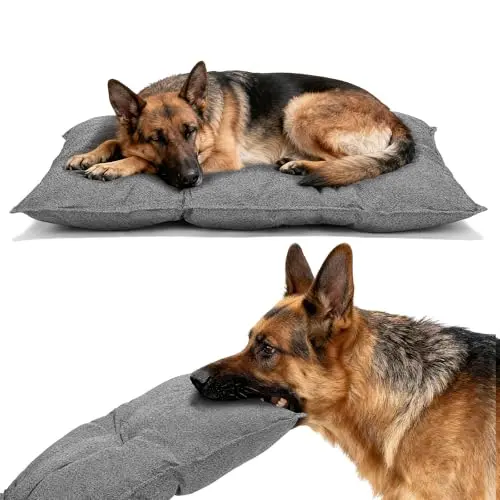 Veehoo Chew Proof Dog Crate Pad in gray with reinforced corners