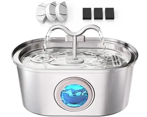 SohoTeco stainless steel dual-spout cat and dog water fountain