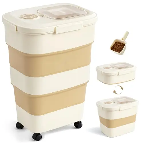 ZOMISIA extra-large collapsible dog food container, khaki