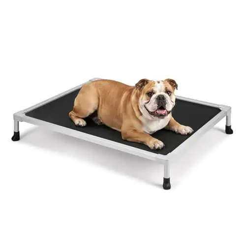 Veehoo Aluminum Chew Proof Elevated Dog Bed with black teslin mesh