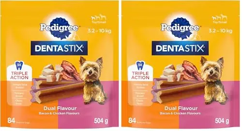 Pedigree Dentastix Oral Care Dual Flavour Bacon & Chicken dog treats for mini breeds