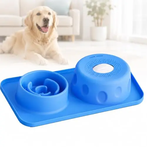 Kelued large lick bowl with roller ball for dogs, silicone slow feeder for large breeds