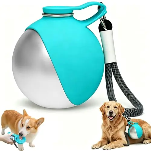 Generic 2-in-1 dog water bottle with silicone bowl in blue